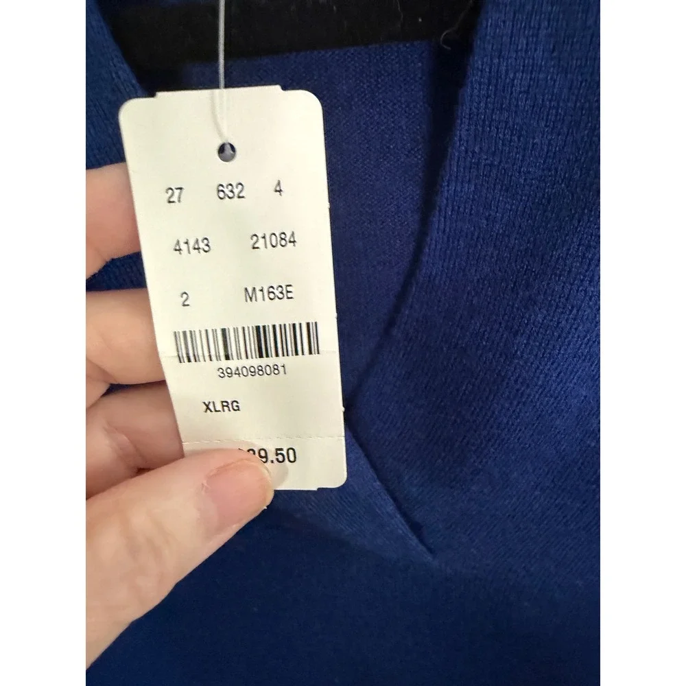 NWT Brook Brothers‎ Merino Wool Sweater Mens XL Blue Preppy Grandpa Ivy League